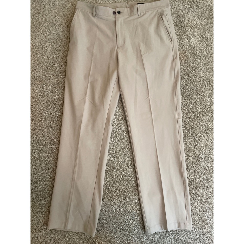 Dunning Golf Men's‎ Performance Golf Pants 36x30 Beige Flat Front Chino Stretch